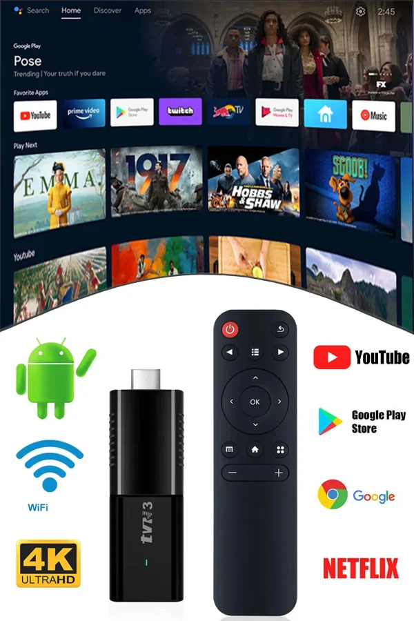 Torima Siyah Ultra Hd Android Tv Box 4k Android Tv Box Tv Stick Medya Oynatıcı Smart Tv Wifi
